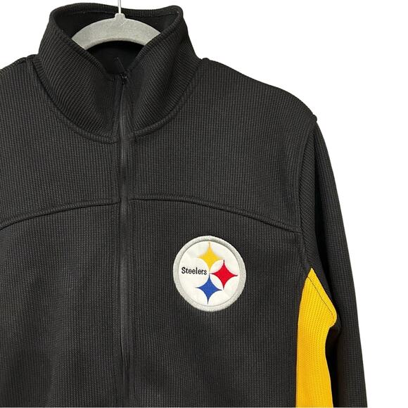 Steelers Unisex Waffle Knit Fleece Lined Full Zip Active Jacket EUC Size Medium - Picture 5 of 10
